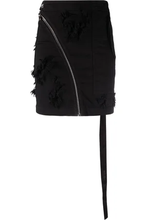 Rick Owens Zip-detail frayed skirt