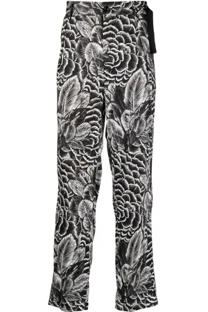 4SDESIGNS Slim-cut floral-print trousers