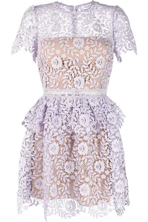 Self-Portrait Guipure-lace peplum dress