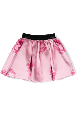 MONNALISA Rose-print satin-finish skirt