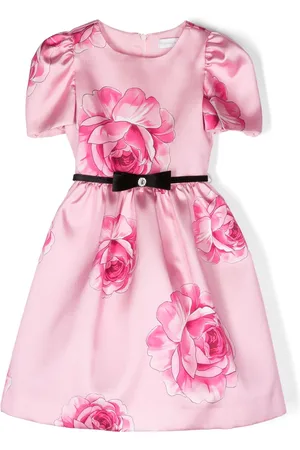 MONNALISA Bow-detail rose-print dress