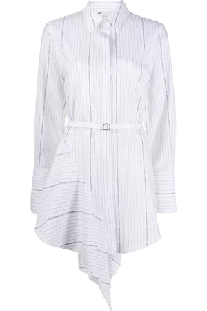 OFF-WHITE Kobieta Sukienki asymetryczne - Striped asymmetric mini shirt dress