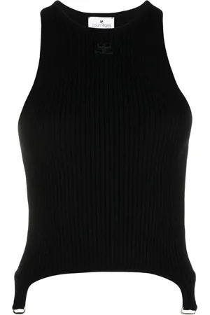 Courrèges Logo-patch sleeveless knit top