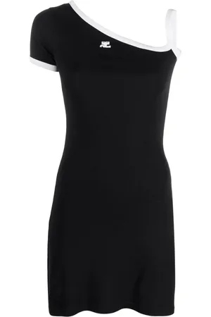 Courrèges Embroidered-logo asymmetric short dress