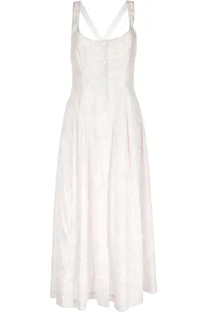 Serafini Abstract-print fluted dress
