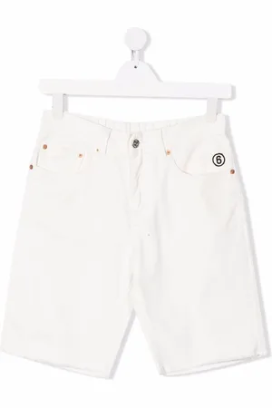 Maison Margiela TEEN embroidered-logo denim shorts