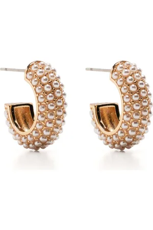 Kenneth Jay Lane Pearl polished hoop earrings