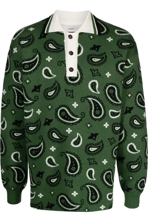 PRINGLE OF SCOTLAND Paisley-jacquard polo-collar jumper