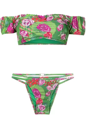 AMIR SLAMA Off-shoulder floral-print bikini