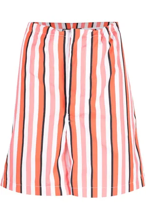 Plan C Striped drawstring cotton bermuda shorts