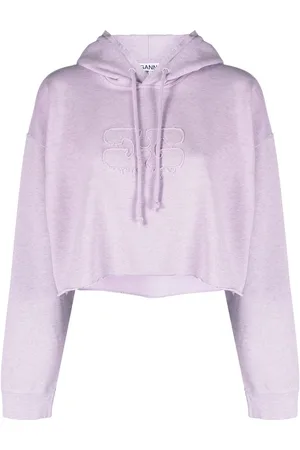 Ganni Cropped organic cotton hoodie