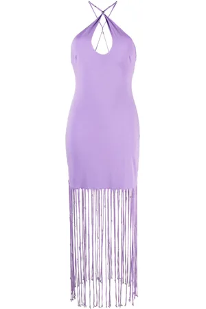 ROTATE Fringe-trimmed jersey dress