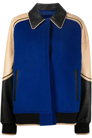 GOEN.J Faux-leather trim wool jacket