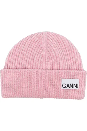 Ganni Logo-patch intarsia-knit beanie
