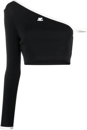 Courrèges One-shoulder knit crop top