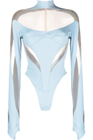 MUGLER Panelled sheer bodysuit