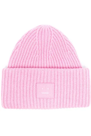 Acne Studios Face-patch ribbed-knit beanie