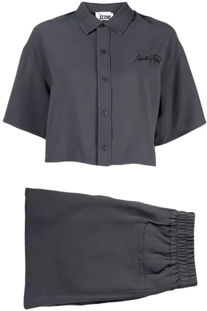 Izzue Logo-embroidered cropped shirt
