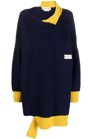 Marni Asymmetric raw-edge ribbed jumper