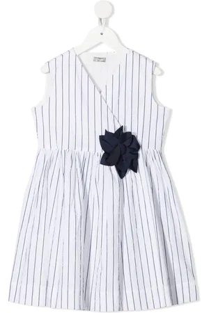 Il gufo Pinstriped flower detail dress