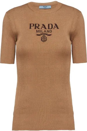 Prada Logo-intarsia silk top