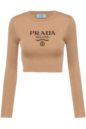 Prada Intarsia-knitted logo top