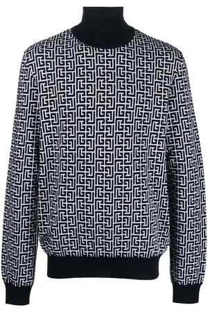 Balmain Monogram-intarsia roll-neck jumper