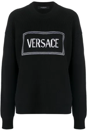 VERSACE Logo-intarsia ribbed jumper
