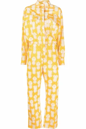 La DoubleJ Aviator pineapple-print cotton jumpsuit