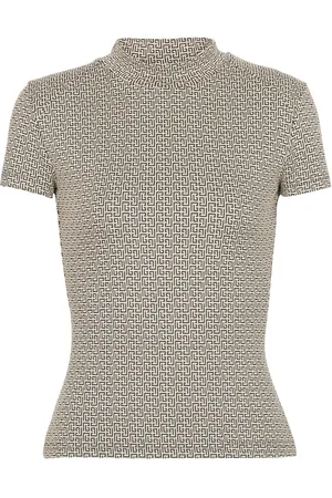 Balmain Monogram-jacquard knitted top
