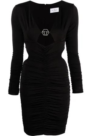 Philipp Plein Logo-plaque ruched minidress