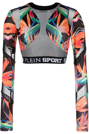 Philipp Plein Botanical-print long-sleeve compression top