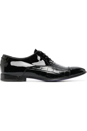 Philipp Plein Crocodile-effect leather oxford shoes