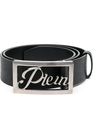 Philipp Plein Logo-buckle Saffiano leather belt