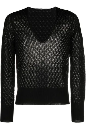 SAPIO Pointelle-knit V-neck jumper