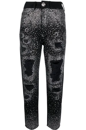 Philipp Plein Crystal-embellished boyfriend jeans