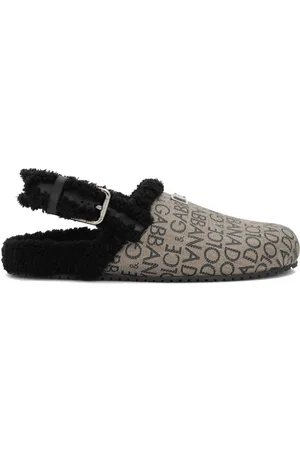 Dolce & Gabbana Faux fur-trim coated jacquard mules