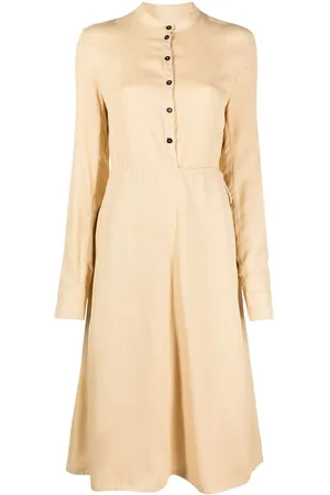 Jil Sander Collarless long-sleeve midi dress
