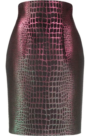 Balmain Embossed-crocodile pencil skirt