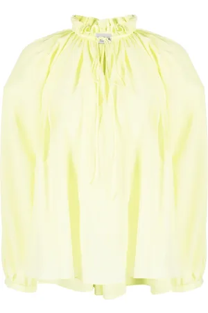 Lanvin Pleated-neckline silk blouse