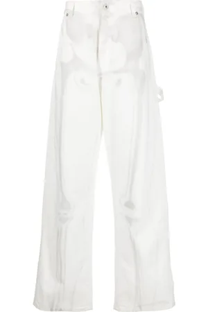 OFF-WHITE Body Scan-print wide-leg jeans