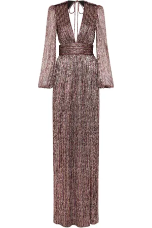 Rebecca Vallance Metallic plissé gown