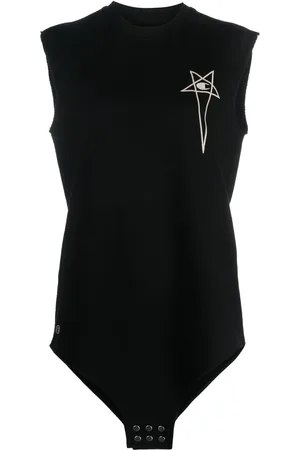 Rick Owens Logo-embroidered cotton tank top