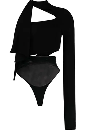 MUGLER Cut-out one-shoulder bodysuit