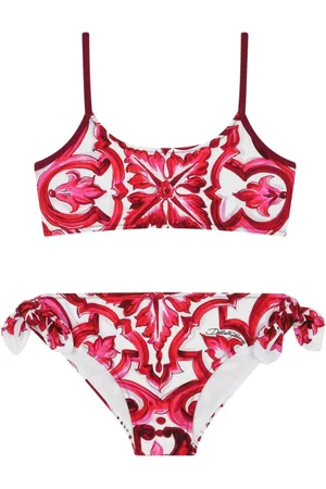 Dolce & Gabbana Majolica-print spaghetti-straps bikini