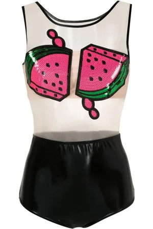 Brigitte Sequinned watermelon-print swimsuit