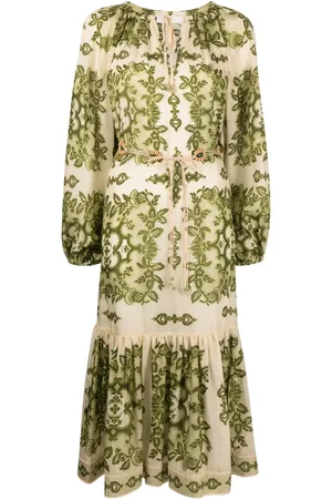 ZIMMERMANN Raie floral-print belted dress