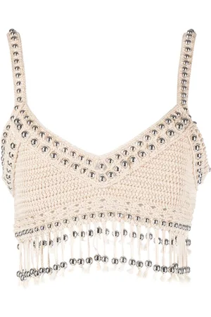 Paco rabanne Bead-embellished cropped top