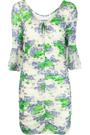Ganni Floral-print ruched minidress