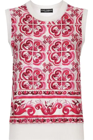 Dolce & Gabbana Majolica-print silk tank top